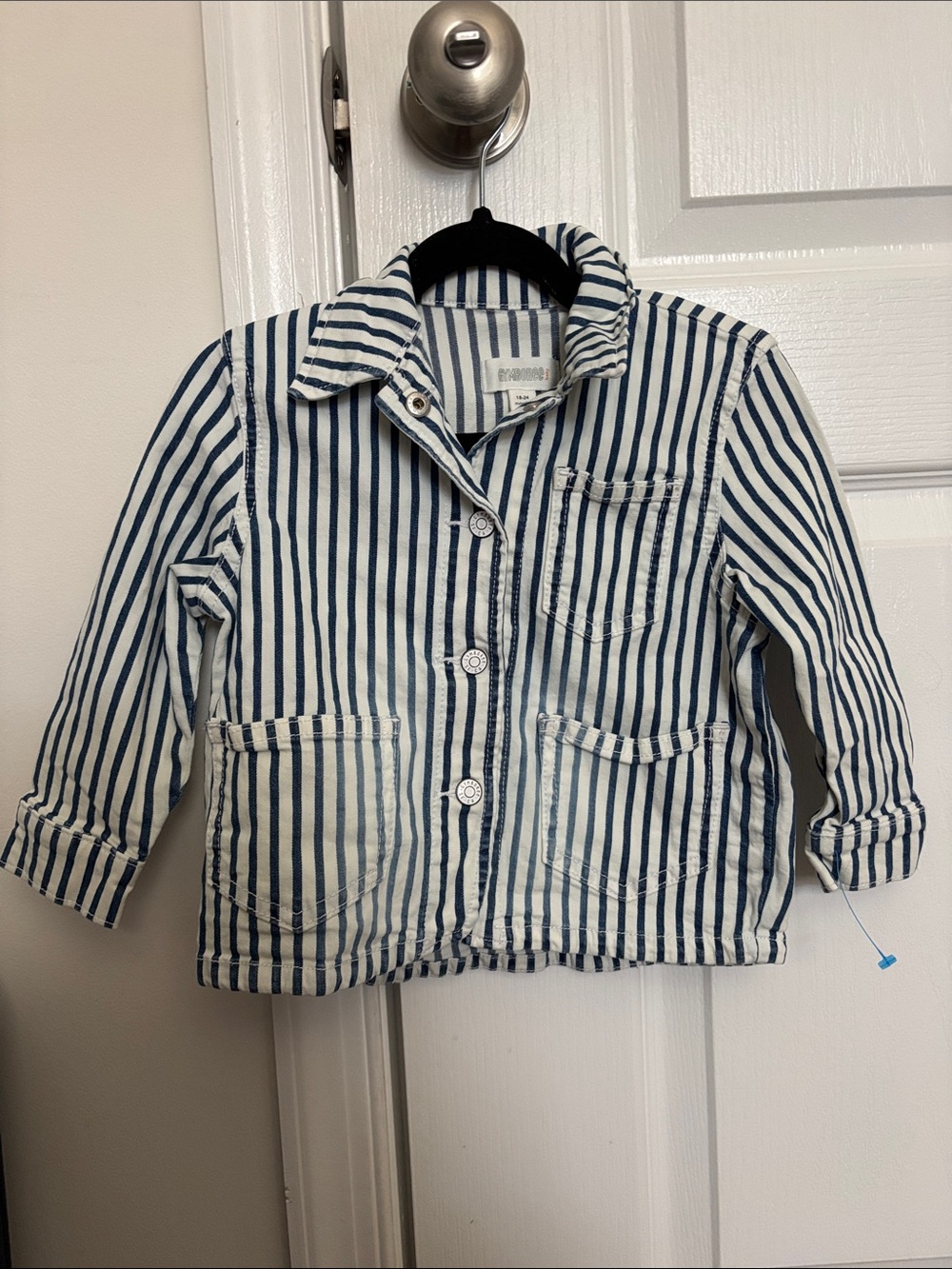Gymboree Navy & White Striped Kids Jean Jacket